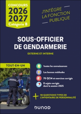 Concours Sous-officier de gendarmerie externe et interne - Tout-en-un 2026/2027