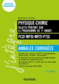 Physique-Chimie sujets portant sur le programme de 1re année - Annales corrigées