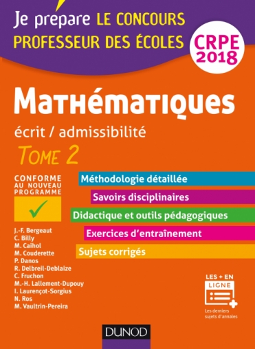 Mathématiques Professeur Des écoles Ecrit - 