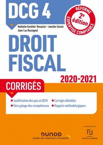 Dcg 4 Droit Fiscal Corriges 2020 2021 Livre Et Ebook Dcg De Nathalie Gonthier Besacier Dunod