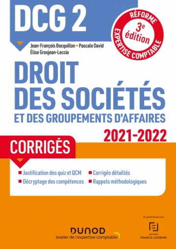 DCG 2 Droit des sociétés et des groupements d'affaires - Corrigés 2021-2022