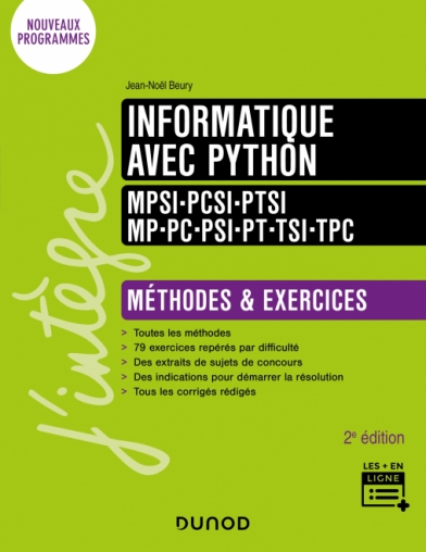 Informatique avec Python - Méthodes et exercices - MPSI-PCSI-PTSI-MP-PC-PSI-PT-TSI-TPC