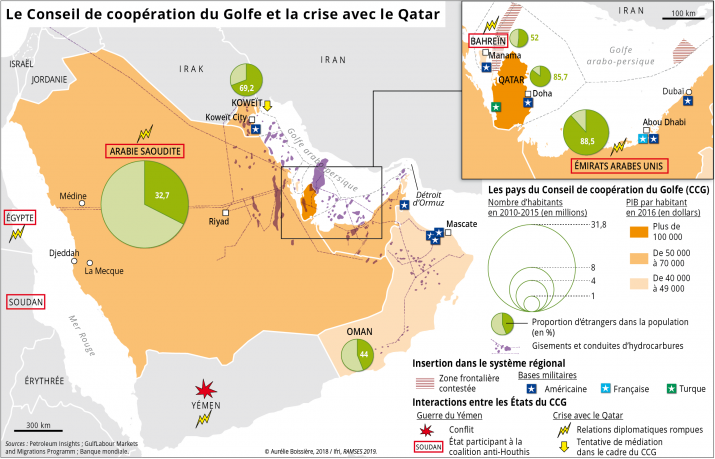 Ramses 2019 : carte conseil de cooperation du golfe et la crise avec le Qatar